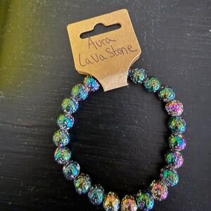 Colorful Aura Lava Stone Bracelet